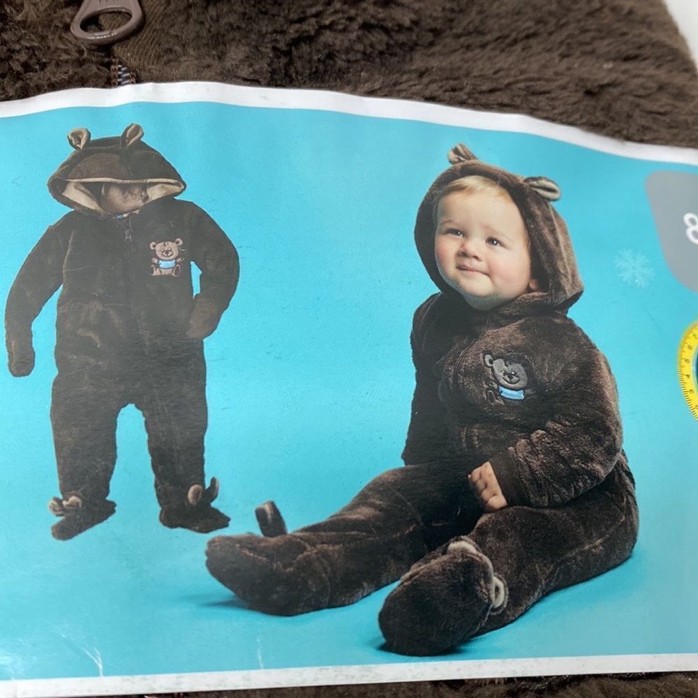 🔥BABY TEDDY OVERALL BOYS BABY SZ 3/6 Months full zip one piece New